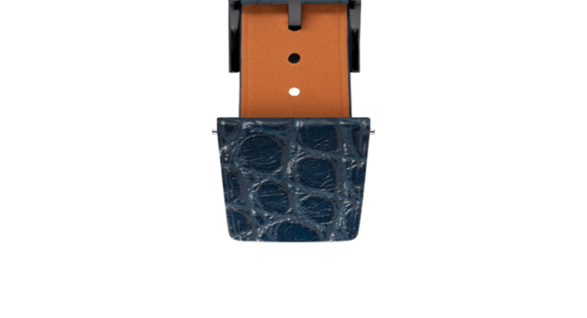Matte Navy Alligator Flank Stitchless Strap - Handcrafted Leather