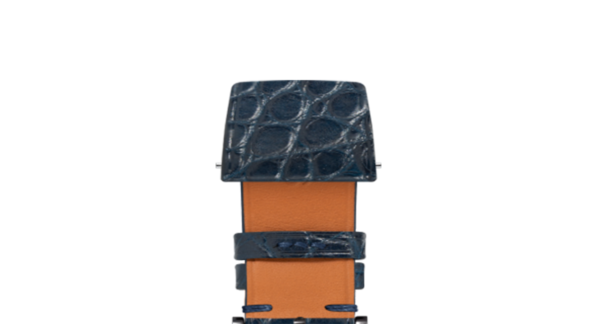 Matte Navy Alligator Flank Stitchless Strap - Handcrafted Leather