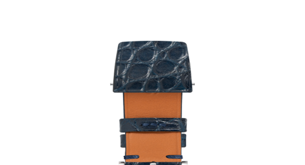 Matte Navy Alligator Flank Stitchless Strap - Handcrafted Leather