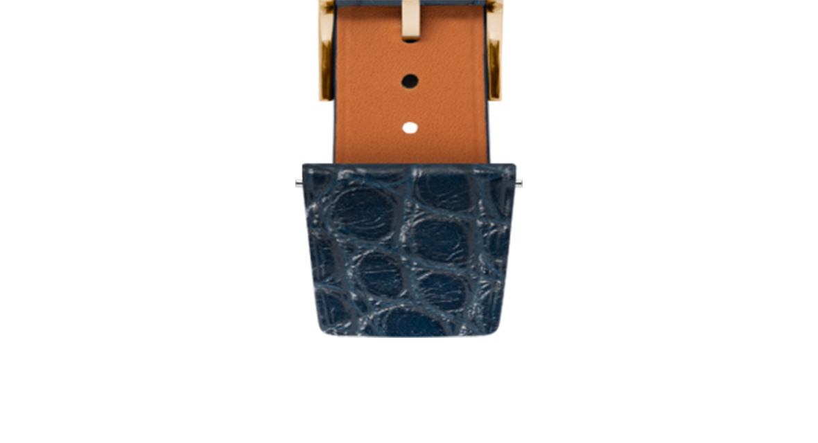 Matte Navy Alligator Flank Stitchless Strap - Handcrafted Leather