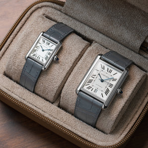 Matte Grey Storm Alligator Strap for Cartier Tank