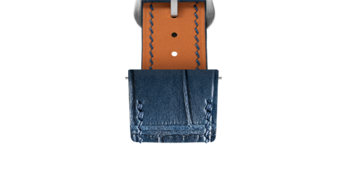 Matte Navy Alligator Strap for Cartier Santos-Dumont - Handcrafted Matte Navy Alligator Strap for Cartier Santos-Dumont - Handcrafted