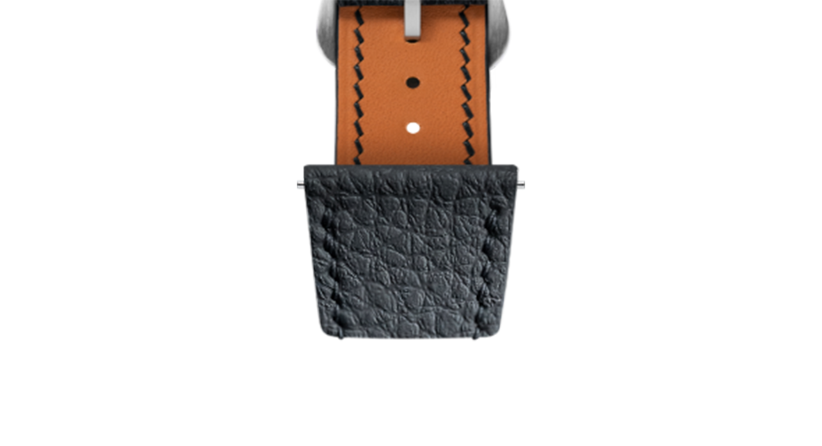 Black Rubberised Leather (Togo) Strap for Cartier Tank