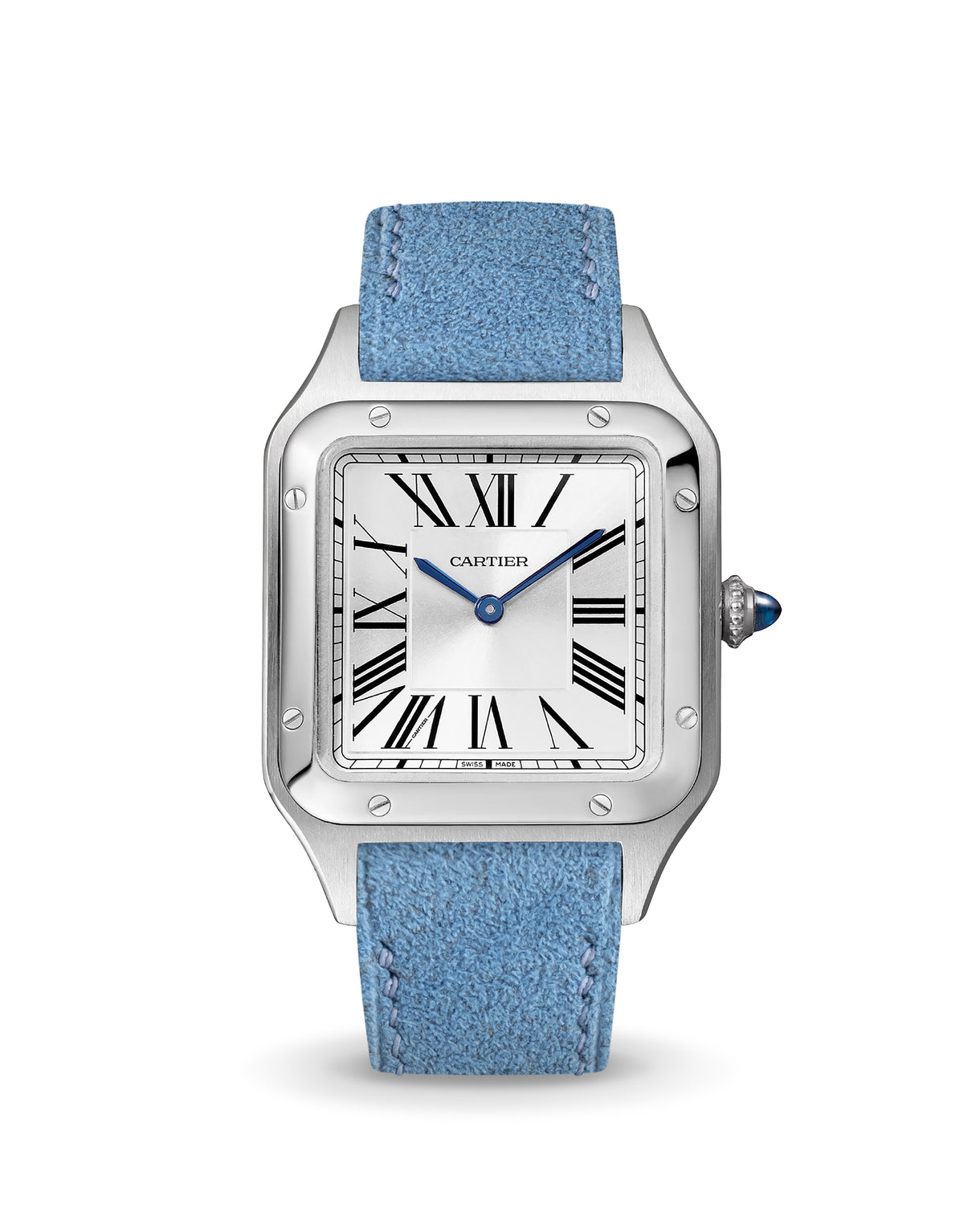 Baby Blue Alcantara Strap for Cartier Santos-Dumont - Handcrafted ...