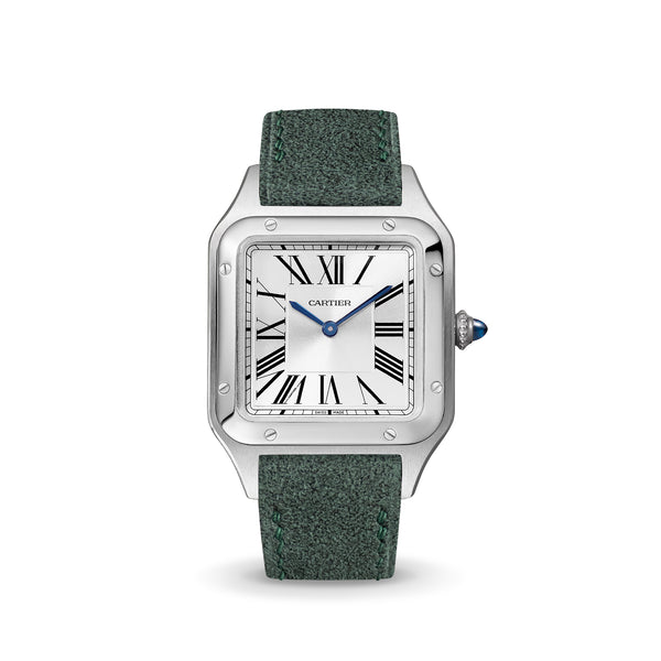 Delugs Green Alcantara Strap for Cartier Santos-Dumont Handcrafted Leather Watch Strap