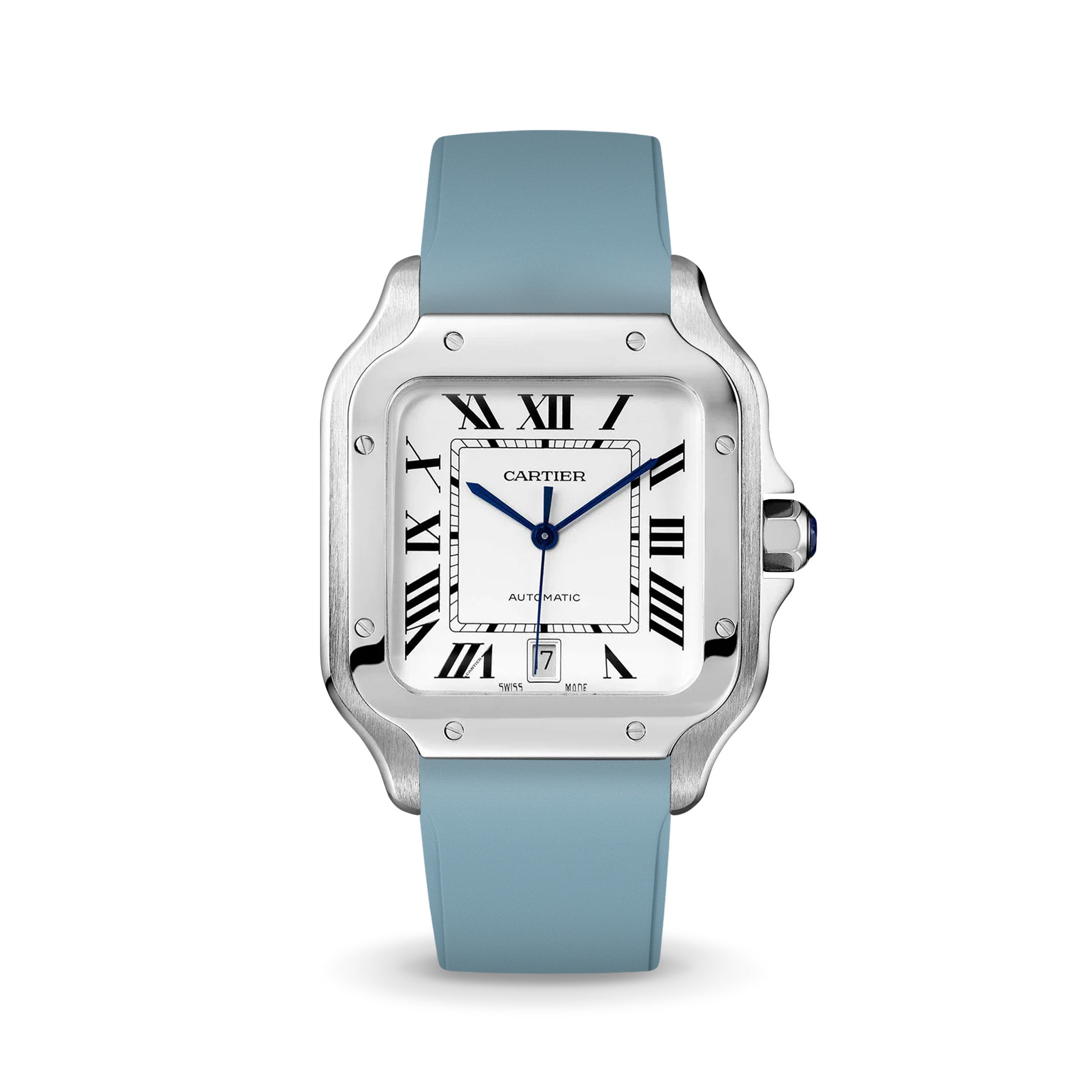 Baby Blue CTS Rubber Strap for Cartier Santos de Cartier