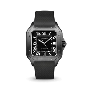 Black Sailcloth CTS Rubber Strap for Cartier Santos de Cartier