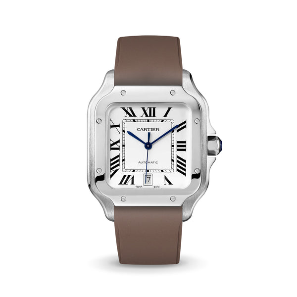 Delugs Brown CTS Rubber Strap for Cartier Santos de Cartier Rubber Watch Strap
