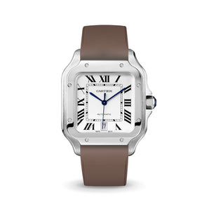 Brown CTS Rubber Strap for Cartier Santos de Cartier