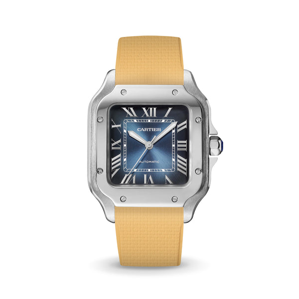 Delugs Gold Sailcloth CTS Rubber Strap for Cartier Santos de Cartier Rubber Watch Strap