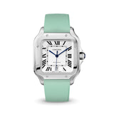 Delugs Mint Green Sailcloth CTS Rubber Strap for Cartier Santos de Cartier Rubber Watch Strap
