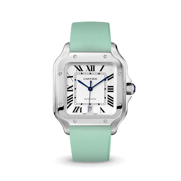 Mint Green Sailcloth CTS Rubber Strap for Cartier Santos de