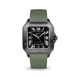 Delugs Olive Green CTS Rubber Strap for Cartier Santos de Cartier Rubber Watch Strap