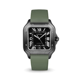 Delugs Olive Green Sailcloth CTS Rubber Strap for Cartier Santos de Cartier Rubber Watch Strap