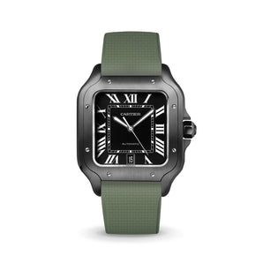 Olive Green Sailcloth CTS Rubber Strap for Cartier Santos de Cartier