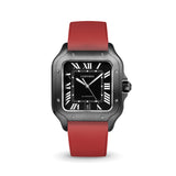 Delugs Red CTS Rubber Strap for Cartier Santos de Cartier Rubber Watch Strap