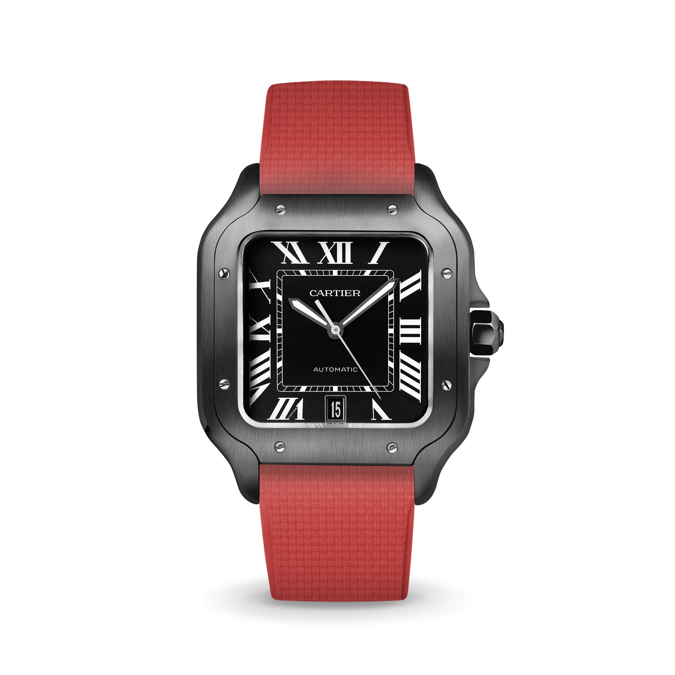 Red Sailcloth CTS Rubber Strap for Cartier Santos de Cartier - Rubber ...