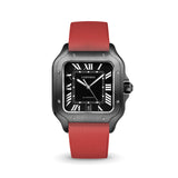 Delugs Red Sailcloth CTS Rubber Strap for Cartier Santos de Cartier Rubber Watch Strap