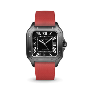 Red Sailcloth CTS Rubber Strap for Cartier Santos de Cartier