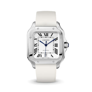 White CTS Rubber Strap for Cartier Santos de Cartier