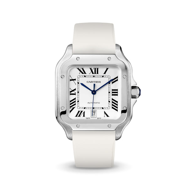 Santos de Cartier MM用 DELUGS製 レザーストラップ White CTS Rubber Strap for Cartier Santos de Cartier – Delugs