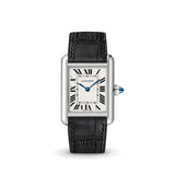 Delugs Matte Black Alligator Strap for Cartier Tank Handcrafted Leather Watch Strap