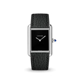 Delugs Black Rubberised Leather (Togo) Strap for Cartier Tank Handcrafted Leather Watch Strap
