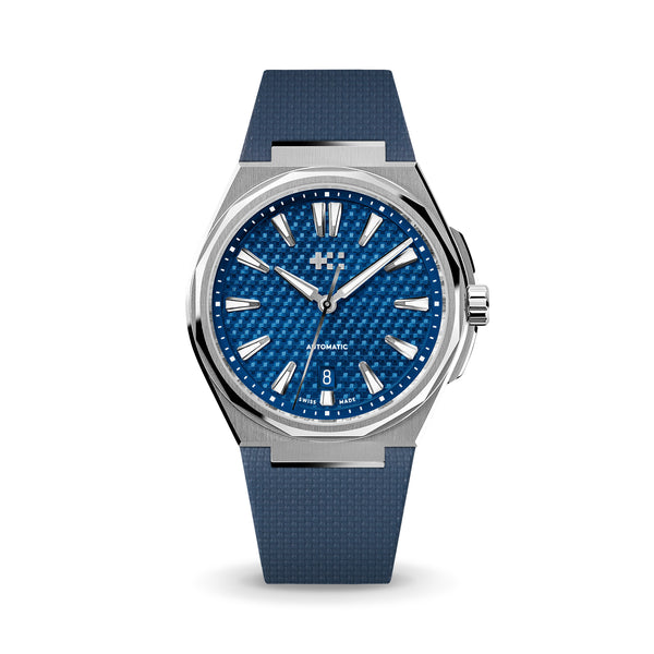 Delugs Navy Sailcloth CTS Rubber Strap for Christopher Ward The Twelve Rubber Watch Strap