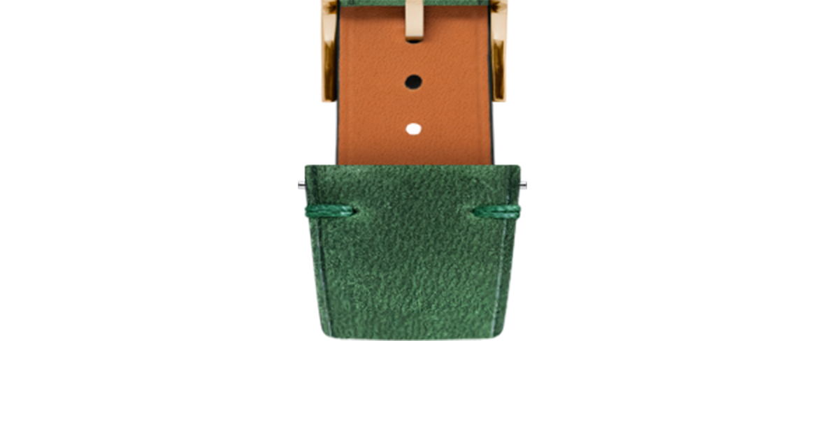 Green Crazy Horse Side-Stitch Strap - Handcrafted Leather Watch