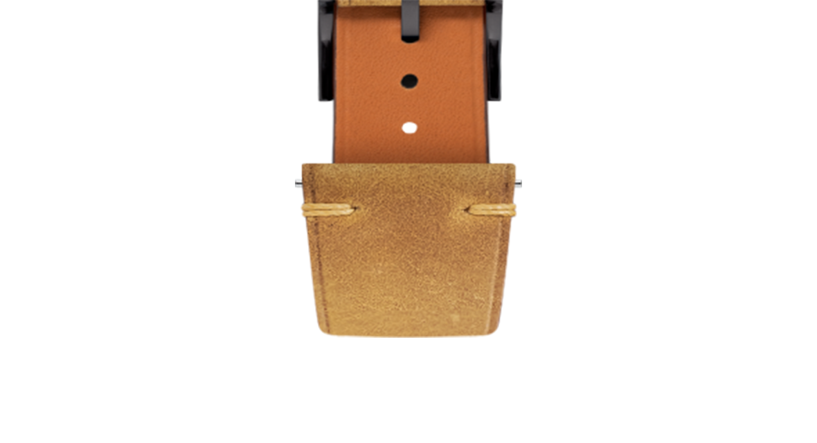 50s 60s HBT GIZEH CAMEL チェーンステッチつなぎ 38 Tan Crazy Horse Side-Stitch Strap - Handcrafted Leather Watch