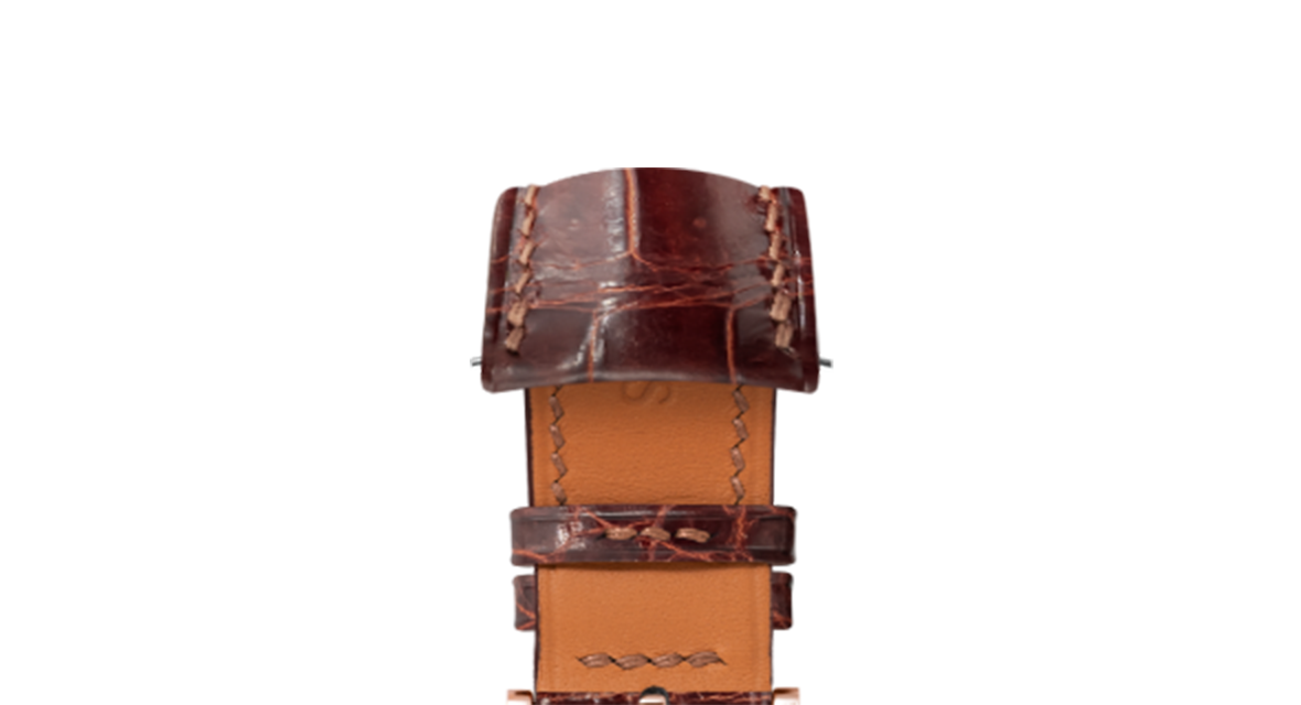 Glossy Caramel Crocodile Signature (Curved) Strap - Handcrafted