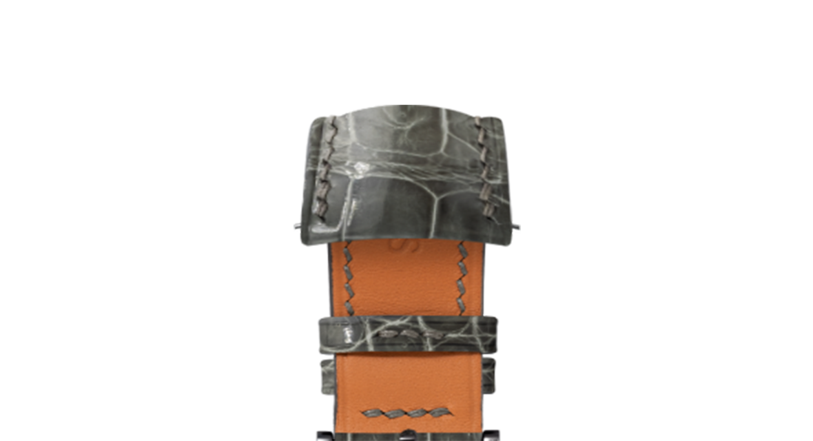 Glossy Grey Crocodile Signature (Curved) Strap - Handcrafted
