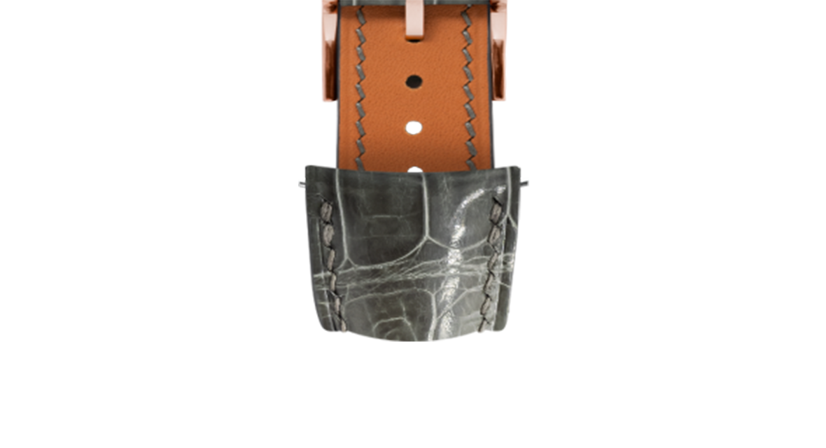 Glossy Grey Crocodile Signature (Curved) Strap - Handcrafted