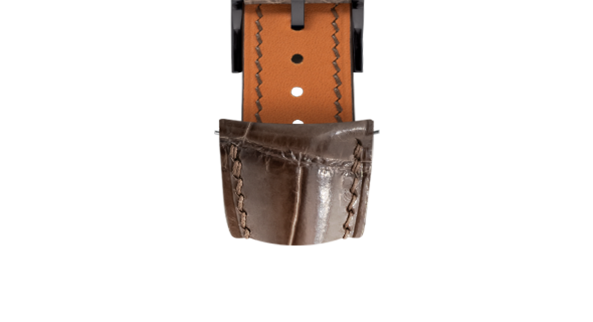 キルザケトル x グラインドロッヂ Glossy Taupe Brown Crocodile Signature (Curved) Strap