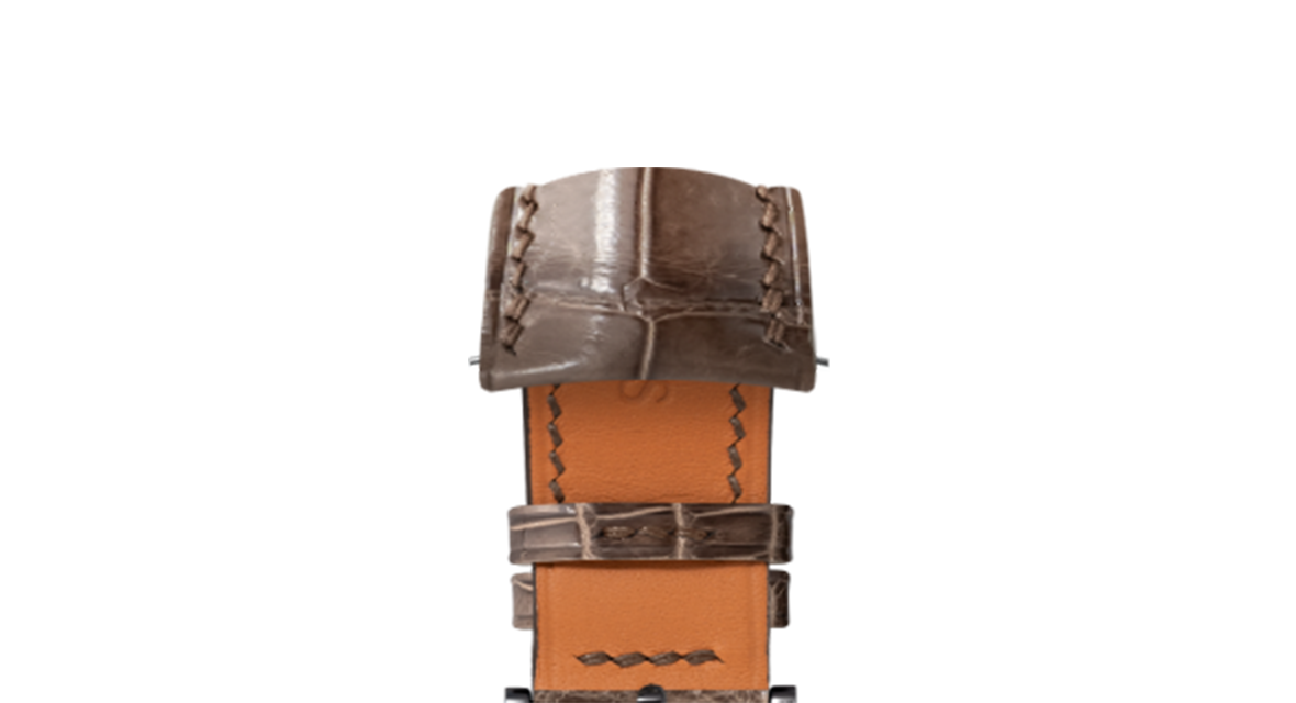 Glossy Taupe Brown Crocodile Signature (Curved) Strap