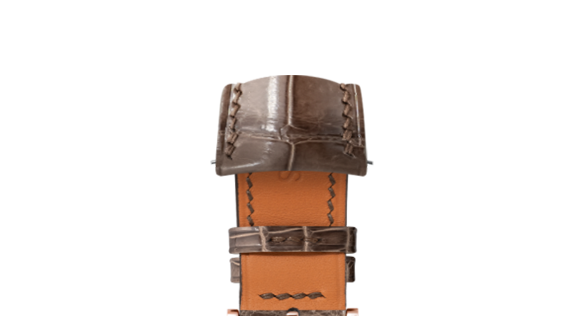 Glossy Taupe Brown Crocodile Signature (Curved) Strap