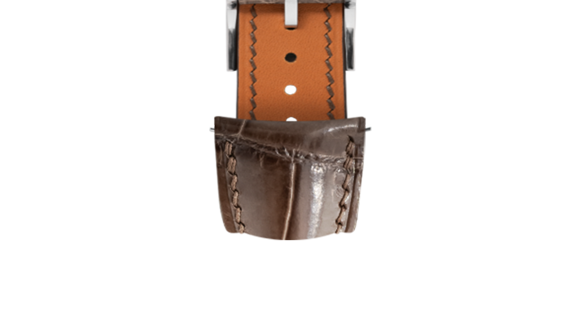 Glossy Taupe Brown Crocodile Signature (Curved) Strap