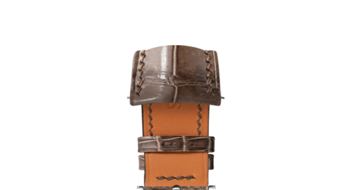 Glossy Taupe Brown Crocodile Signature (Curved) Strap