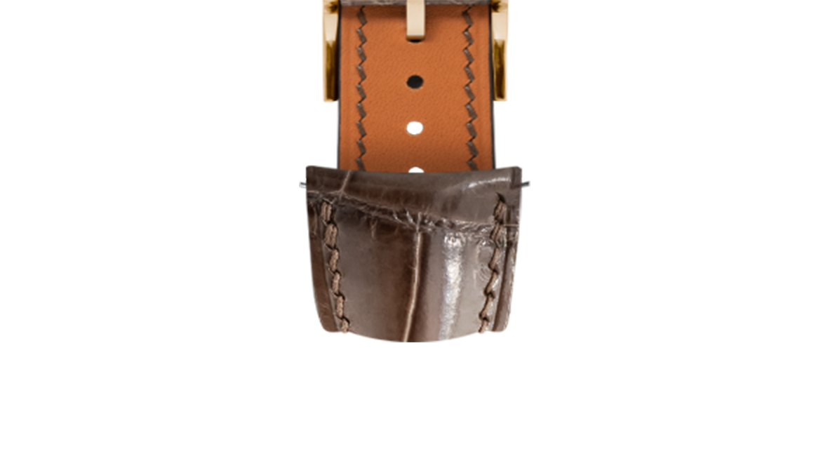 Glossy Taupe Brown Crocodile Signature (Curved) Strap