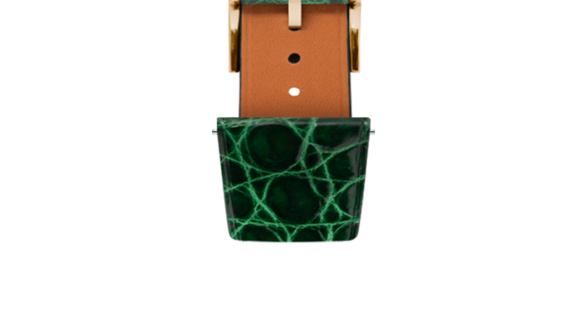 Glossy Emerald Crocodile Flank Stitchless Strap - Handcrafted