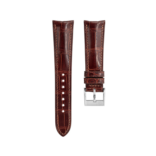 Delugs Glossy Caramel Crocodile Signature (Curved) Strap Handcrafted Leather Watch Strap