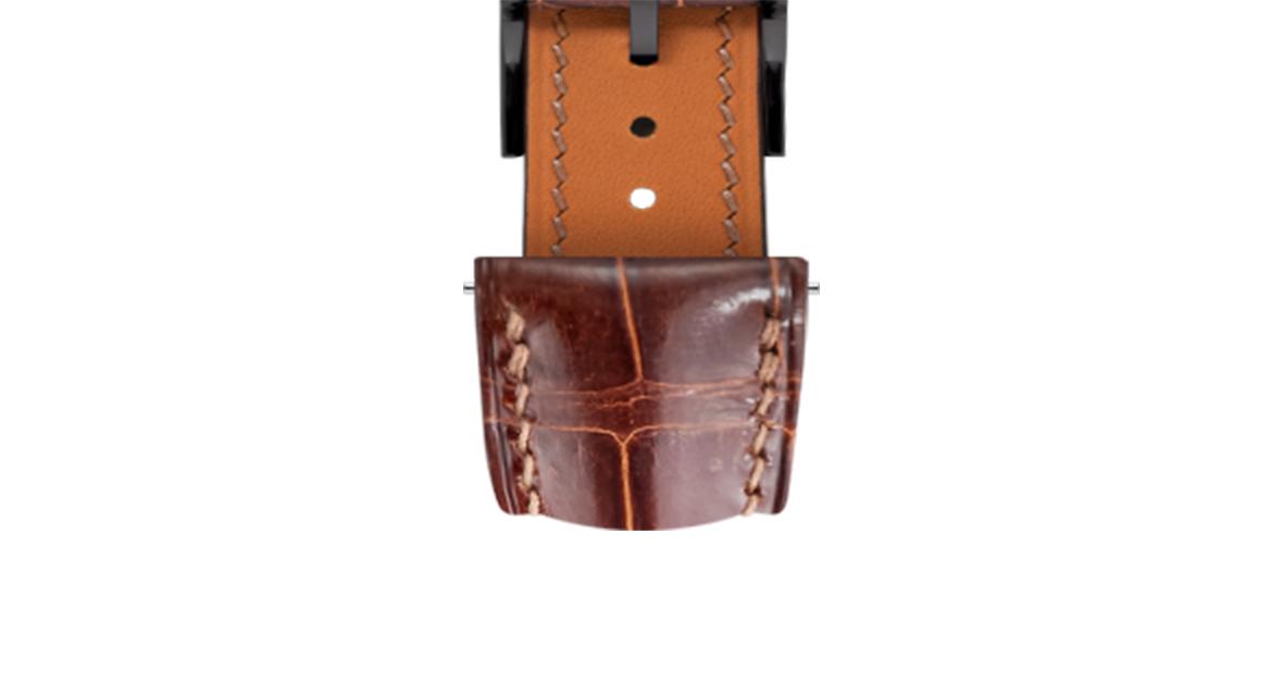 Glossy Caramel Crocodile Signature Strap - Handcrafted Leather