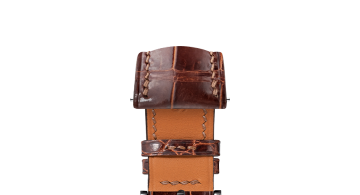 Glossy Caramel Crocodile Signature Strap - Handcrafted Leather
