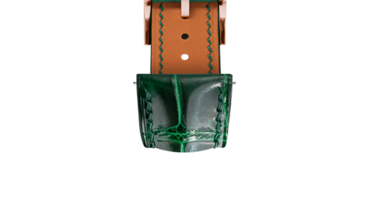 Glossy Emerald Crocodile Signature Strap - Handcrafted Leather
