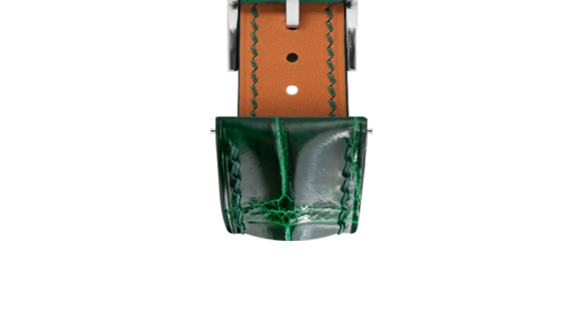 Glossy Emerald Crocodile Signature Strap - Handcrafted Leather