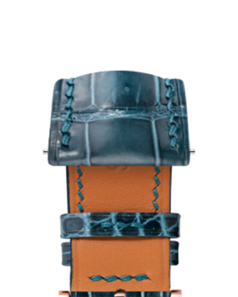 Glossy Lagoon Blue Crocodile Signature Strap - Handcrafted Leather