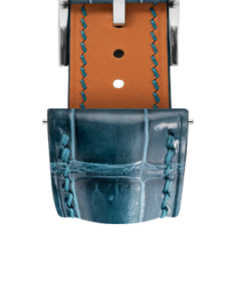 Glossy Lagoon Blue Crocodile Signature Strap - Handcrafted Leather