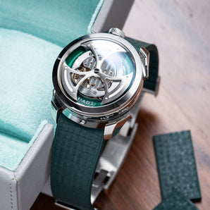 Emerald Green Curved CTS Rubber Strap for MB&F MAD1