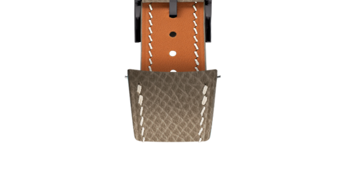 Delugs レザーベルト エプソン 19mm Taupe Taupe Epsom Slim (Curved) Strap - Handcrafted Leather Watch Strap