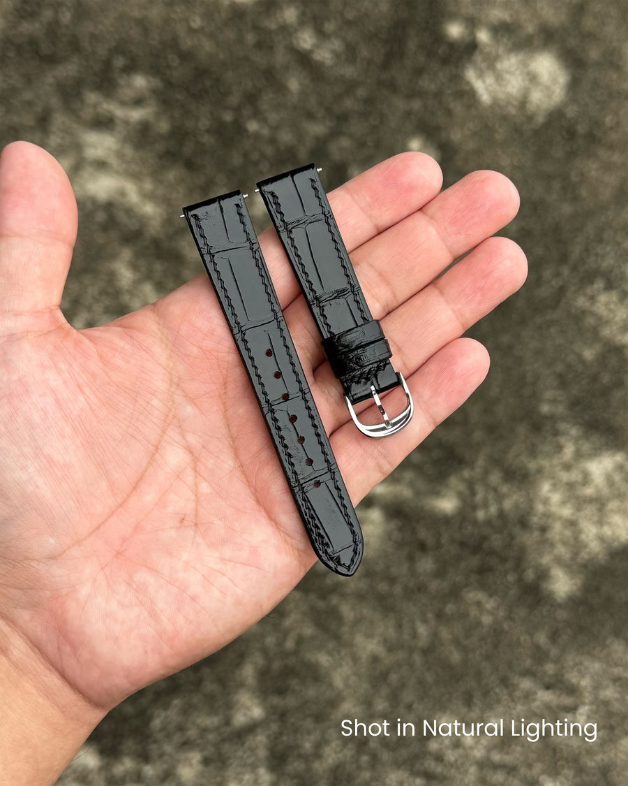 Glazed Obsidian Alligator Slim Strap for The Petite Collection